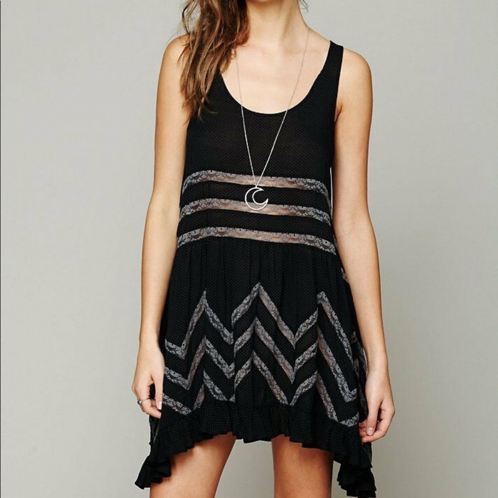 Free People Black Trapeze tunic top